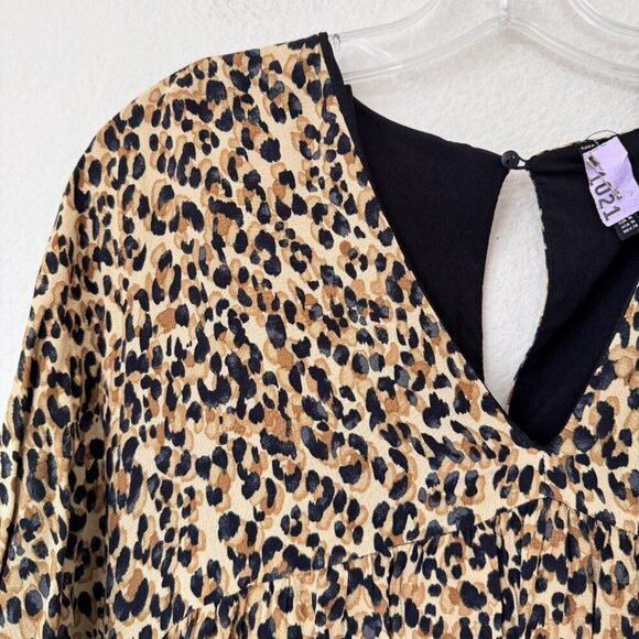 Zara TRF Collection Leopard Print Mini Dress Womens Medium V Neck - Picture 2 of 9